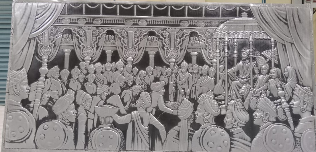 S3 relief mural in a light finish